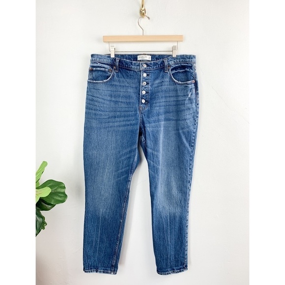 Abercrombie & Fitch The Skinny High Rise Exposed Button Fly Jeans Sz 34/18 - Picture 1 of 6